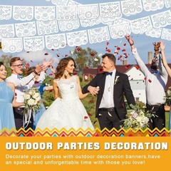 6 Pack White Papel Picado Banner Mexican Fiesta Party Wedding Decoration