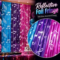 2 Pack Music Theme Fringe Curtain Backdrop 40 3.3ftx6.6ftx2pcs Blue&purple&pink