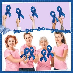 100 PCS Dark Blue Ribbon Paper Cutouts Cancer Awareness Marker Pens