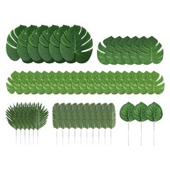 90 Pieces Tropical Leaves with Stems for Weddings Props