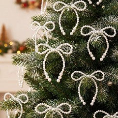 8Pcs Pearl Bows for Crafts, Elegant Pearl Cake Bows for Decorating