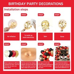 Red Party Decorations for ,Balloon Aich kit,Black Gold Confetti Balloons,Happ…