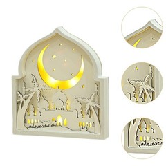 Eid Mubarak Decoration Wooden Ramadan Ornament Craft Moon and Stars Arabic