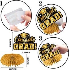 Black and Gold Graduation Table Decorations,12pcs Black and Gold Graduation Deco