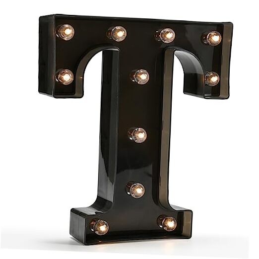 Light Up Black Alphabet Marquee Letters Sign LED Marquee Number Style Letter T