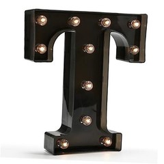 Light Up Black Alphabet Marquee Letters Sign LED Marquee Number Style Letter T