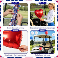 4Th of July Golf Cart Decorations Kit, 250Th Patriotic Parade Golf Cart Decor wi