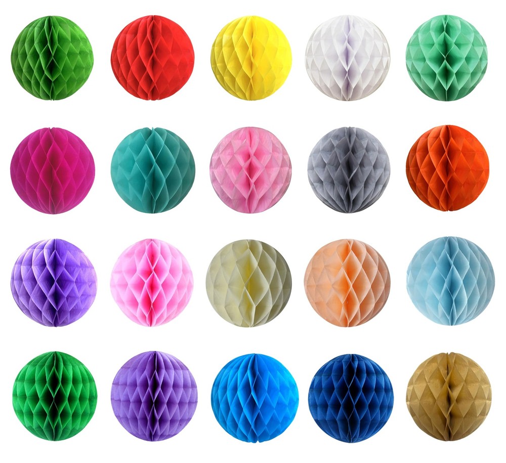 Colorful Honeycomb Balls Paper Flower Pom Poms Wedding Party 8 Inch 20 PCS