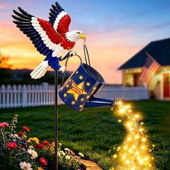 Decorative Solar Eagle Watering Can Lights 36 LED Patriotic Garden Decor