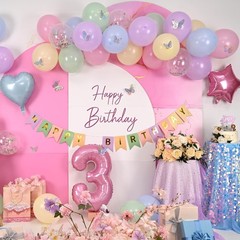 3rd Decoration for Girls,Easter Pastel Rainbow Macaron 3rd Balloon Number 3 B…