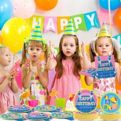 200 Pcs Girls Party Decorations Cartoon Teacher Plates and Napkins Happy