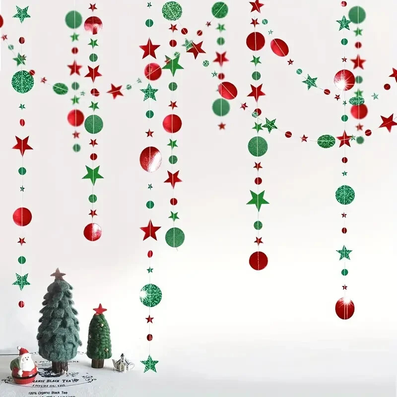 1Pc 13ft Glittering Red and Green Christmas Decoration Garland Banner