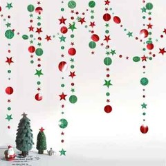 1Pc 13ft Glittering Red and Green Christmas Decoration Garland Banner