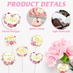 12 Pcs Happy Mothers Day Cupcake Topper, Flower Gold Foil Shape Mother’s Day …