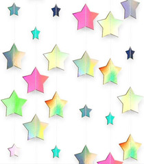 Iridescent Glitter Mixed Star Paper Garland Banner Décor 40 Feet Mixed Little an