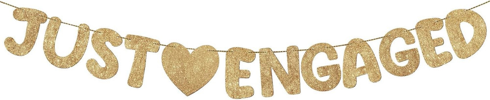 Pre Strung Just Engaged Banner Glitter Engagement Party Decorations for Congratu