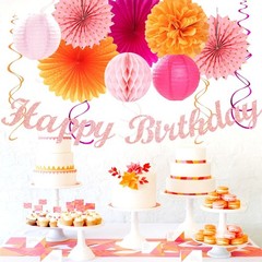 Hot-Pink Orange Fall Birthday Party-Decorations – 21pcs Autumn Women Peach Ha…