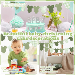 Green Bodysuit Party Decorations, Green Gingham Birthday Banners, Baby Shower Pa