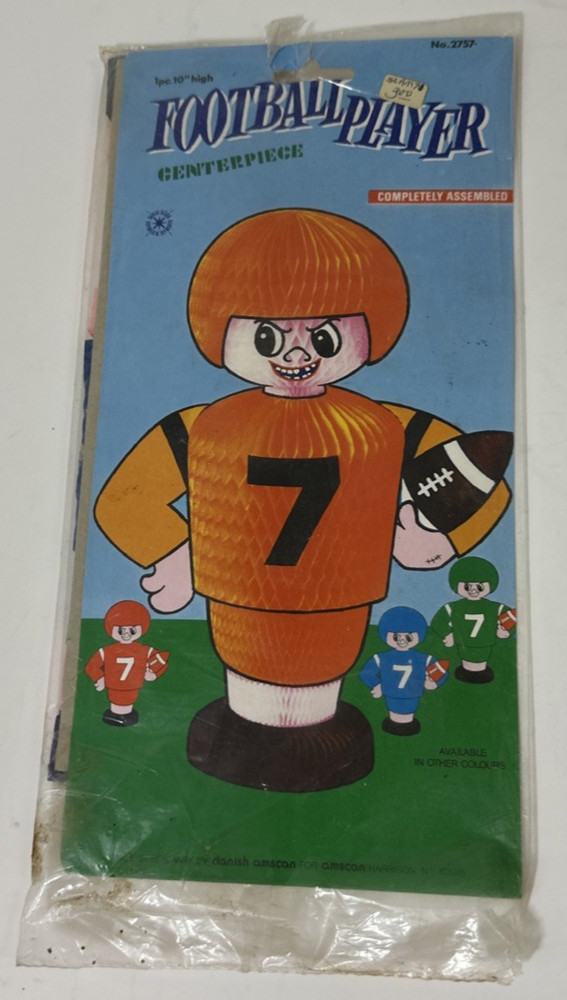 Vintage Paper Football Player Centerpiece