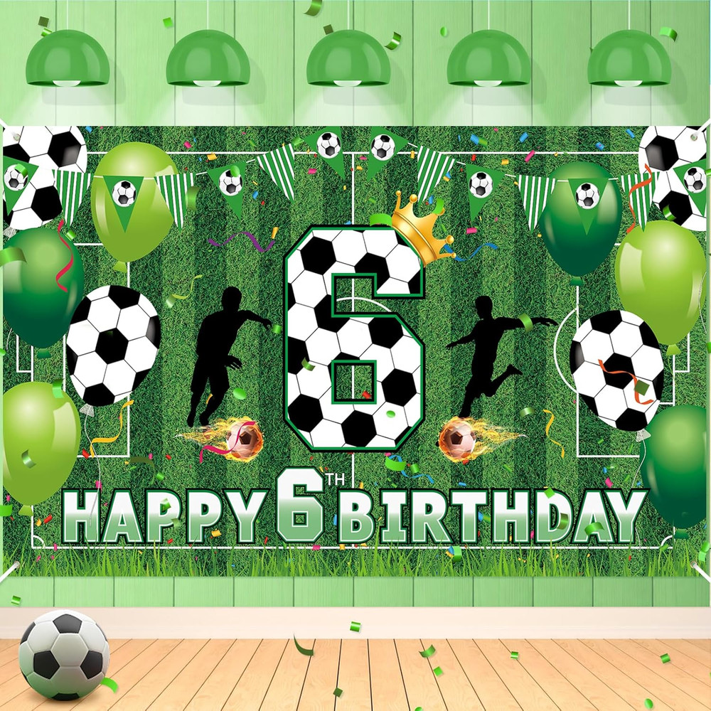 Soccer 6th Birthday Banner – Sport Themed Decorations for Boys and Teens