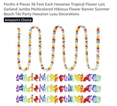 Fovths Hawaiian Leis Garland 4 Pack Luau Party Decorations