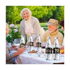 Tenare 72 Pcs Black and Gold Happy 70th Birthday Party Decorations Mini Wine …