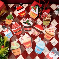 120 Pcs Large Christmas Cupcake Paper Cutouts Glue Points Holiday Wall Decor