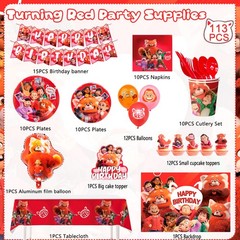 Turning Red Birthday Party Decorations,Turning Red Party Supplies &Tableware Set