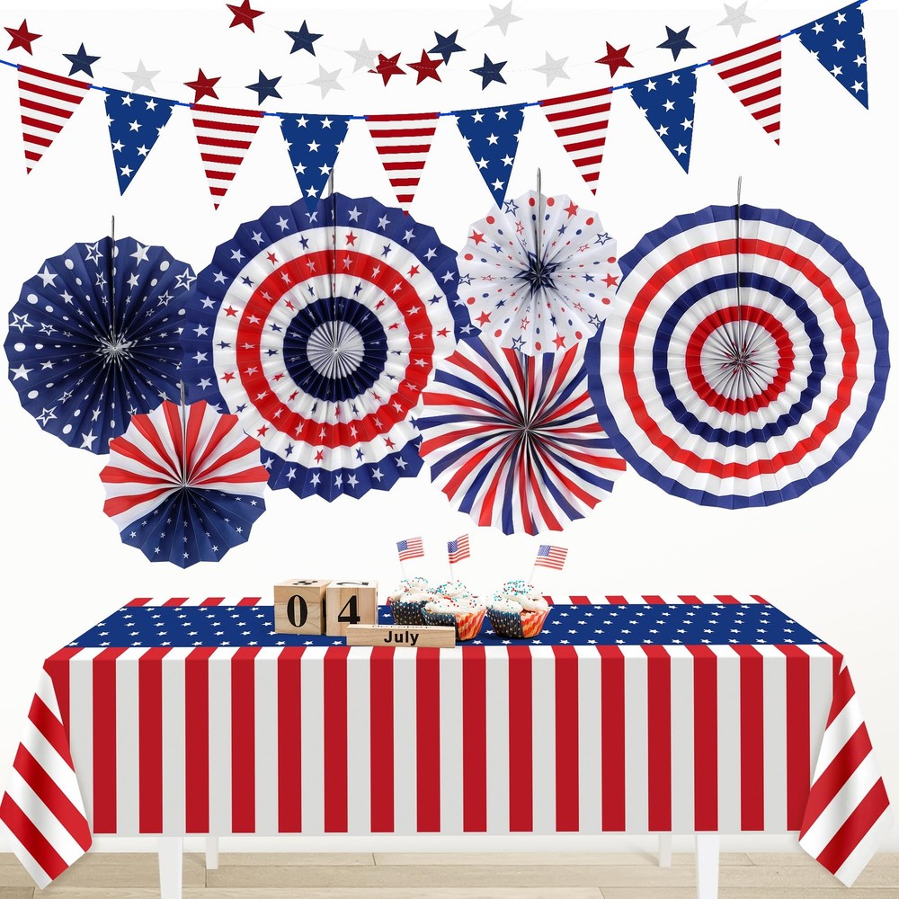 HOOSUN Patriotic 4th of July Decorations Set,9 Pcs Red White Red, White, Blue