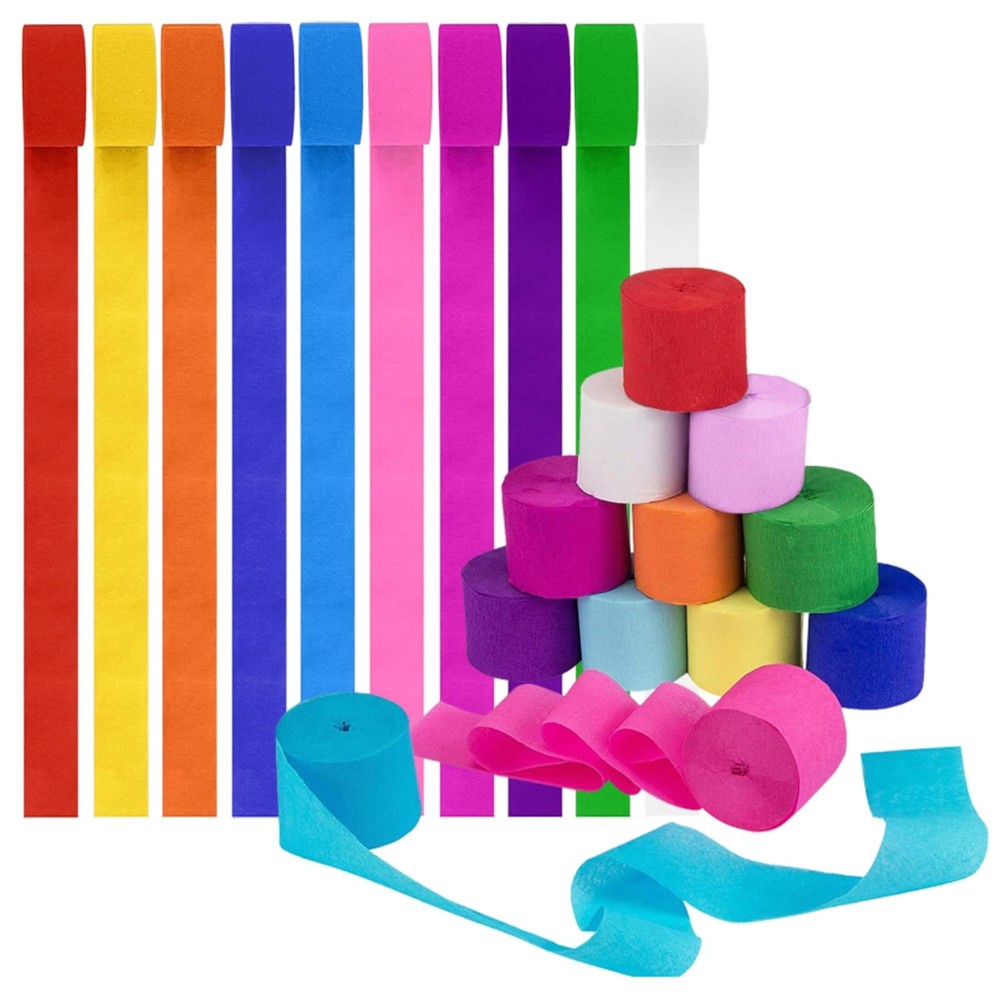 10 Rolls Crepe Paper Craft Streamers Hanging Rainbow Crepe Paper Streamers 10 Co