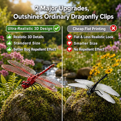 8 Pack 3D Dragonfly Clips, Realistic Fake Dragonflies with Stakes | Realistic 3D
