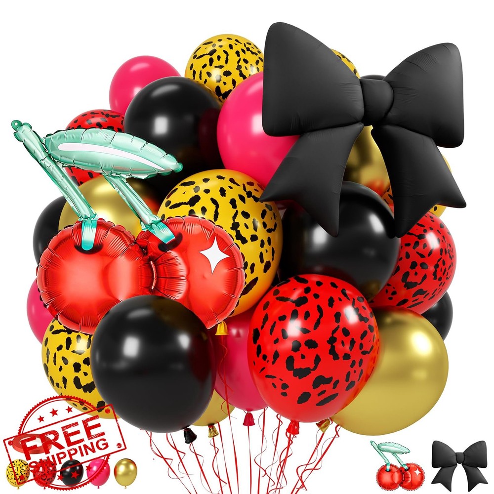 Red Black Cheetah Balloons Gold Leopard Print Party Baby Shower