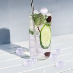100 Pack Reusable Ice Cube for Drinks, Clear Round Shape Plastic ic… Fast Ship