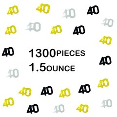 1.5 oz Number 40 Confetti Gold Black Silver Glitter Anniversary Table Decor