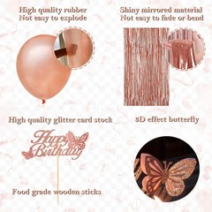 19th Rose Gold Birthday Party Decorations for Women, Rose Gold Happy Birthday…