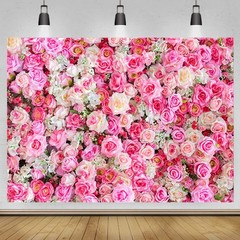 Fresh Floral Wall Backdrop Pink Rose Flower Wedding Party Photo background Decor