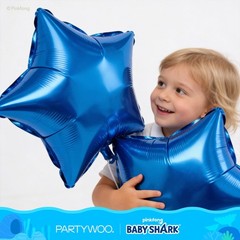 Baby Shark Blue Foil Number 1 Balloon 5pcs 40 18 Inch Blue Round Star Mylar H…