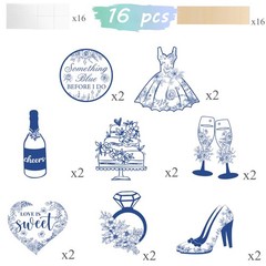 Something Blue Bridal Shower Centerpiece Stick Wedding Table Decor 16 PCS