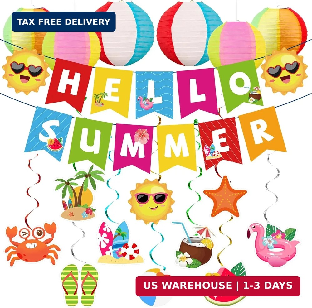 DMIGHT Summer Party Decorations Kit, Beach Pool Party Decorations, Hello Summer