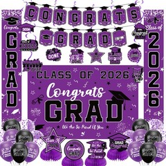 Graduation Decorations 2026 Purple Set, 60 inches x 40 inches,