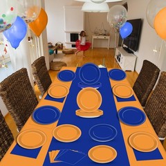 Durable Blue and Orange Party Plates & Napkins for Effortless Celebrations