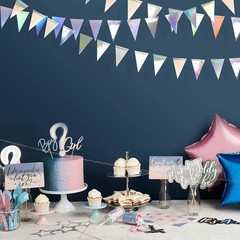 Vibrant 4-Piece Iridescent Pennant Banner for Weddings, Birthdays, and More