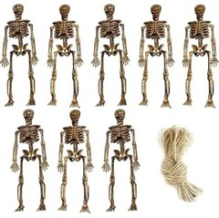 8pcs Miniature 6-in Skeletons Day of Dead Halloween Crafts Party Prop Decoration