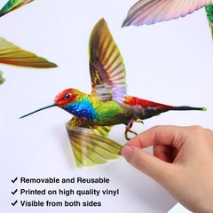 Blulu 6 Pieces Large Size Hummingbird Window Clings 6pcs, Multicoloured
