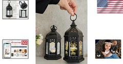 LED Ramadan Lantern Lights – 2PCs 8in Tabletop Decor for Festive Celebrations