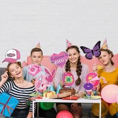 Y2K & 2000s Party Decorations Photo Booth Props Kit, Pink & Purple, Cardboard…
