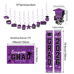 Graduation Decorations 2026 Purple Set, 60 inches x 40 inches,