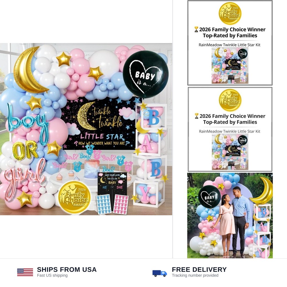 191 Pc Twinkle Twinkle Little Star Gender Reveal Decorations, Boy or Girl | 2…