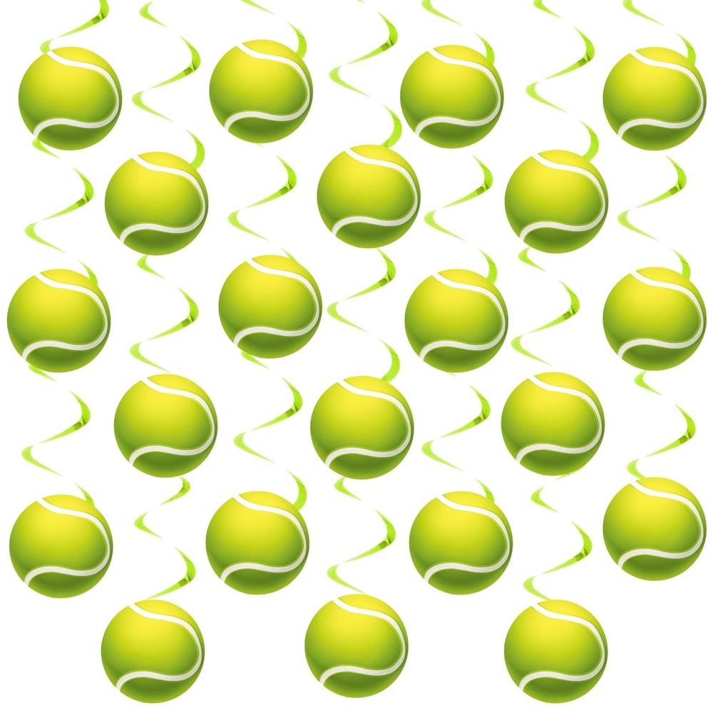 20 PCS Tennis Party Hanging Swirls Ball Themed Ceiling Streamer Birthday