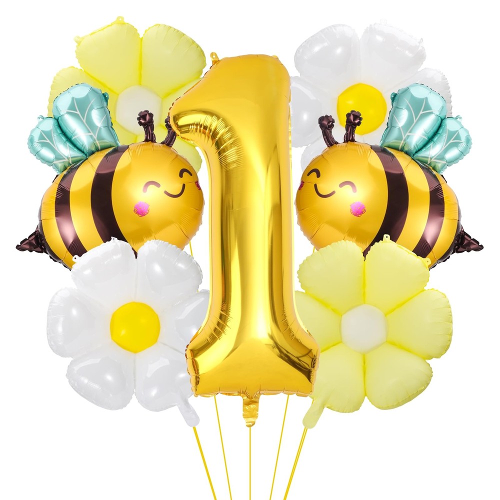 Happy 1st Bee Day Decorations Daisy Bee Balloons So Sweet to Bee One Bumble B…